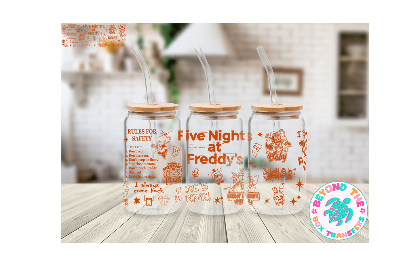 Orange Five Nights 16oz UVDTF wrap