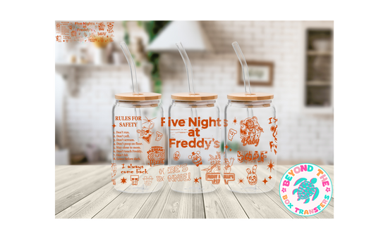 Orange Five Nights 16oz UVDTF wrap