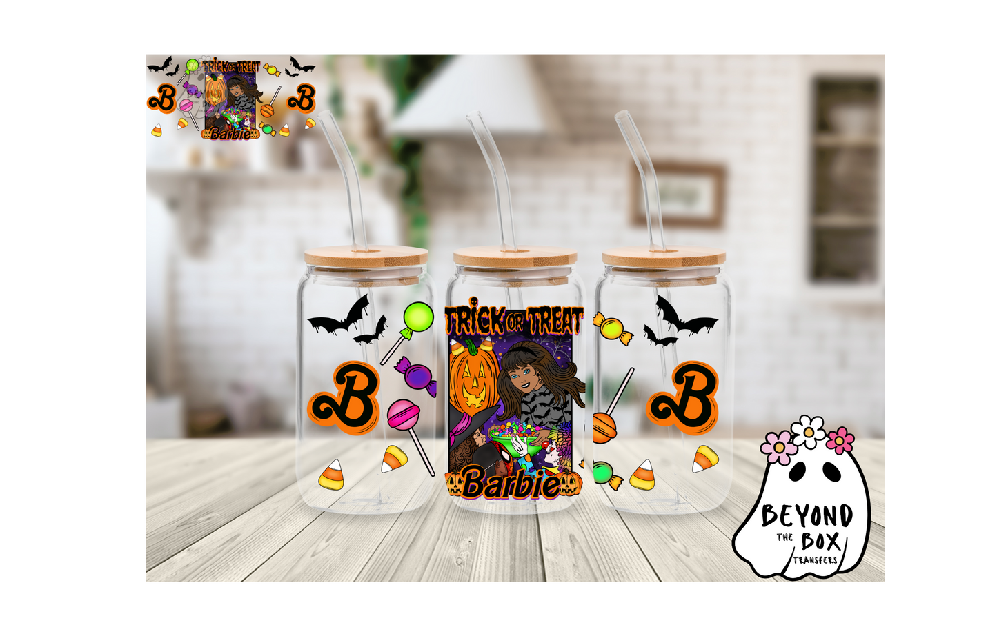 Trick or Treat Doll 16oz UVDTF wrap