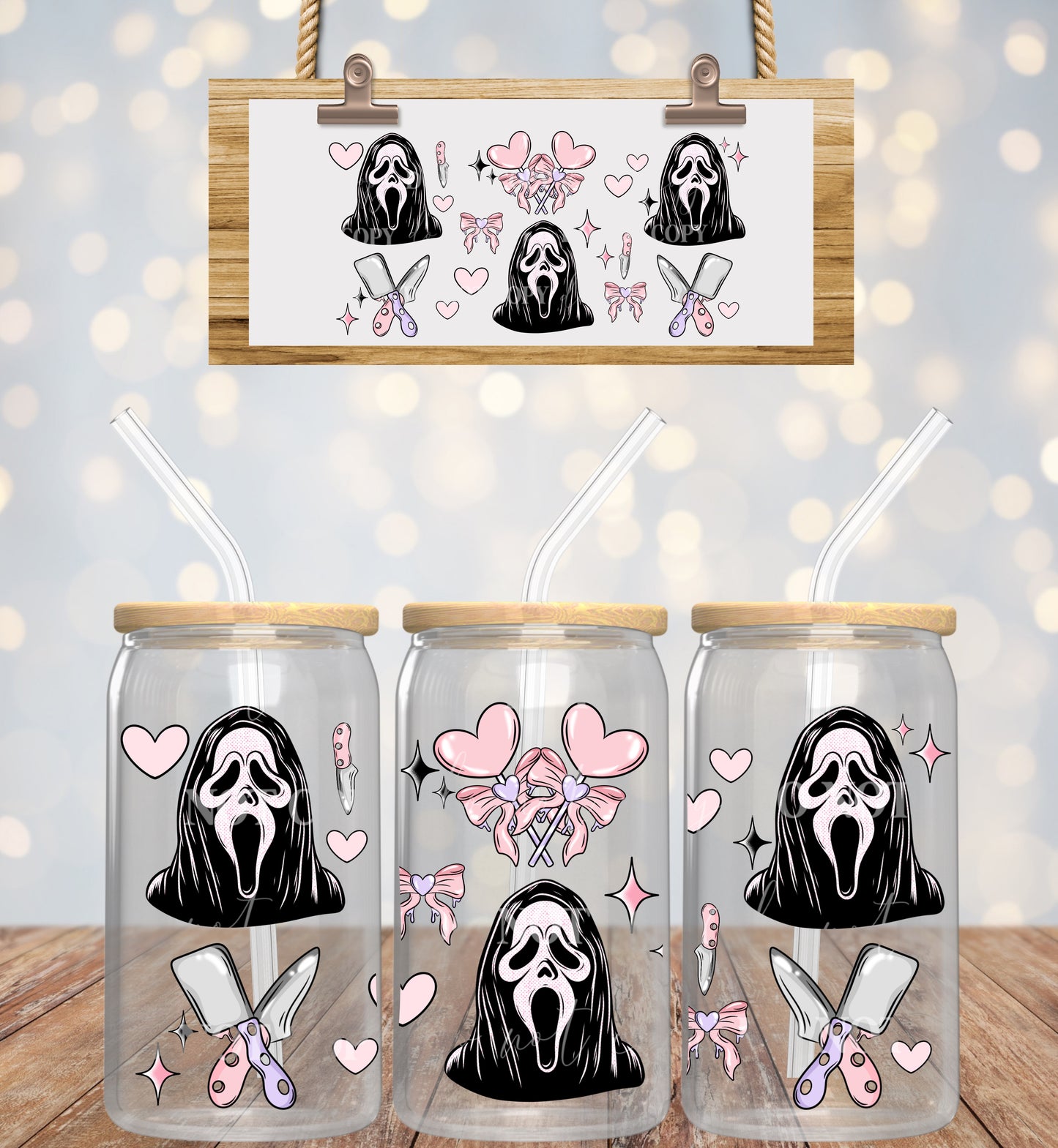 Cute 90's Horror 16oz UVDTF wrap