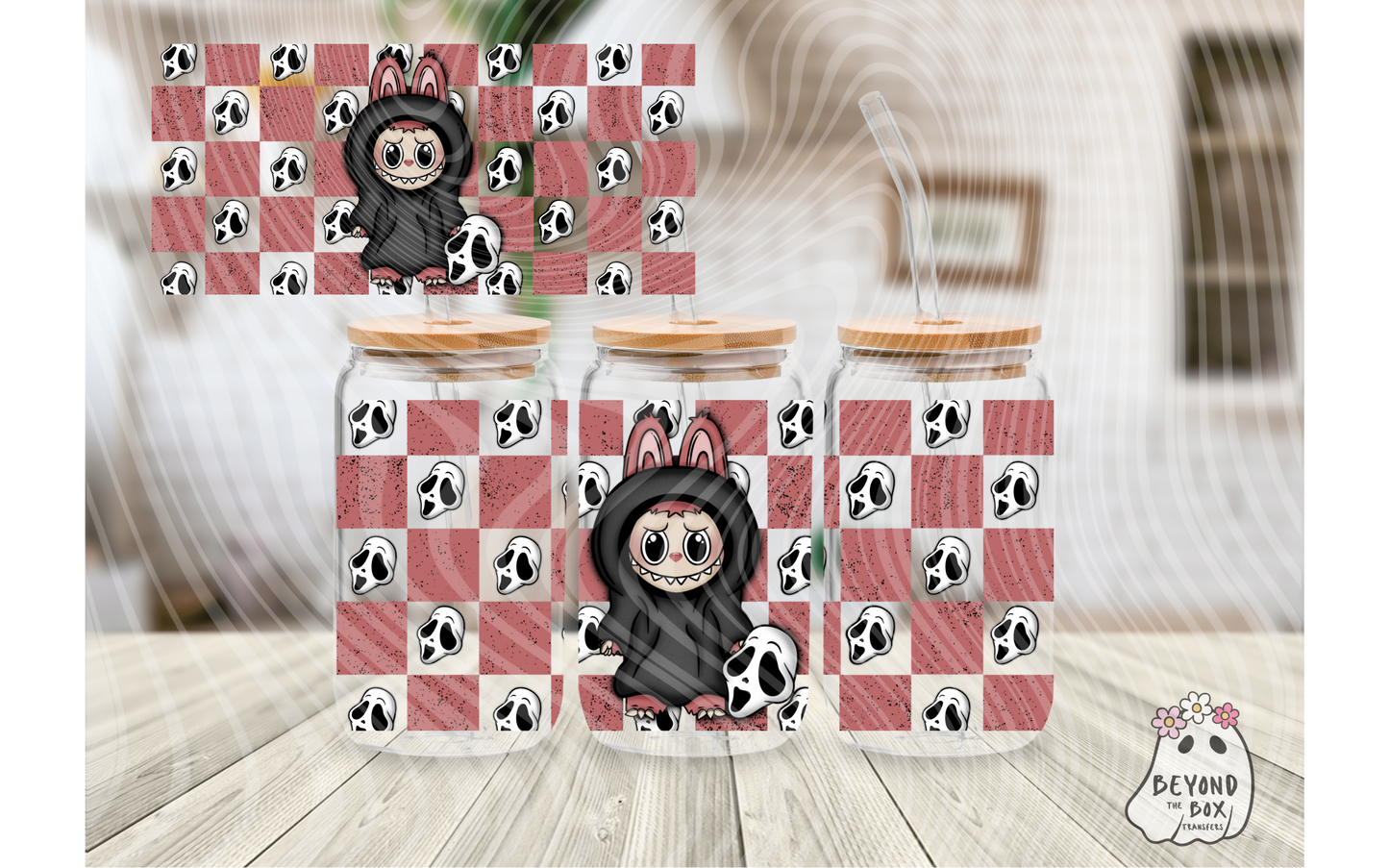 Ghostbubu labubu 16oz UVDTF wrap