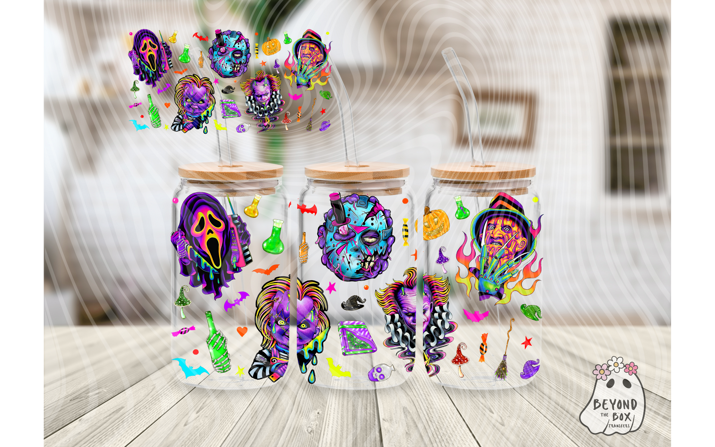 Neon Horror 16oz UVDTF wrap