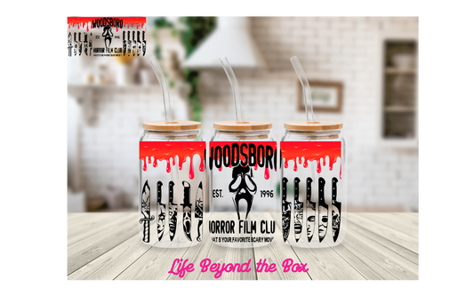 Woodsboro Film Club 16oz UVDTF wrap