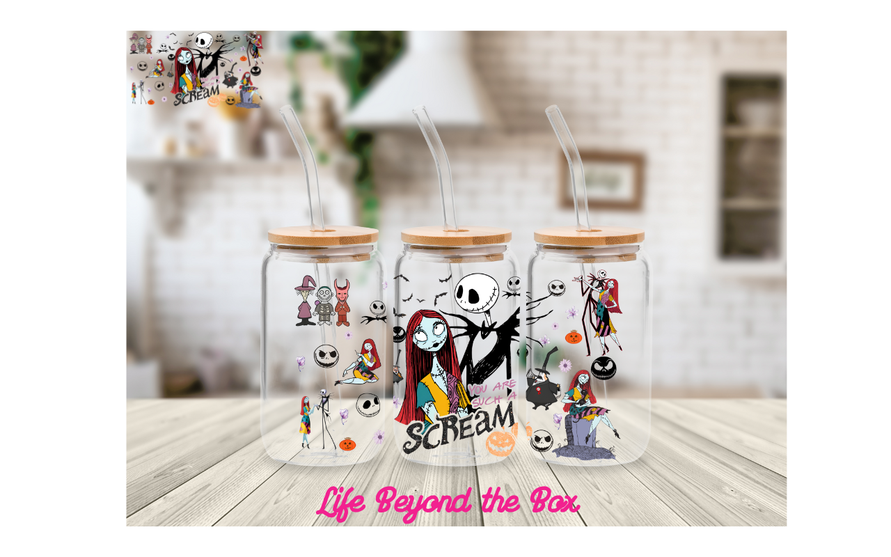 Such a Scream Jack and Sally 16oz UVDTF wrap