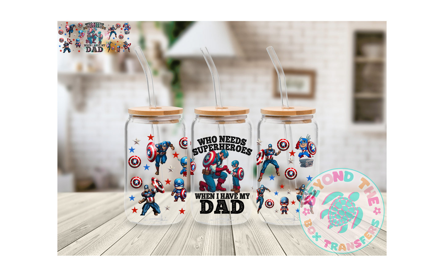 Super Hero Dad 16oz UVDTF wrap