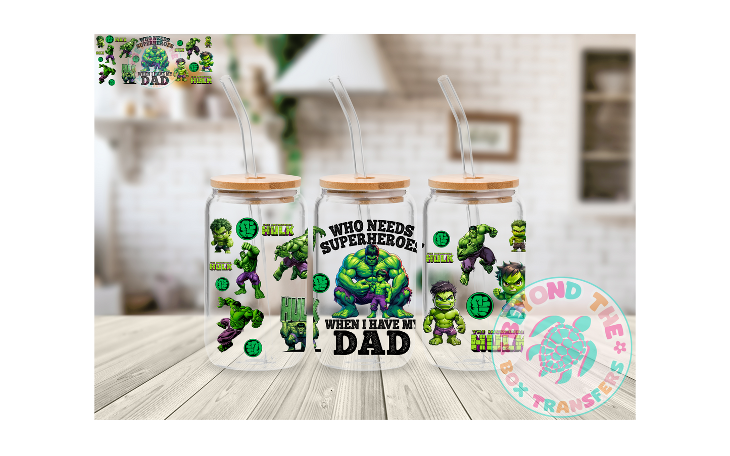 Super Hero Dad 16oz UVDTF wrap