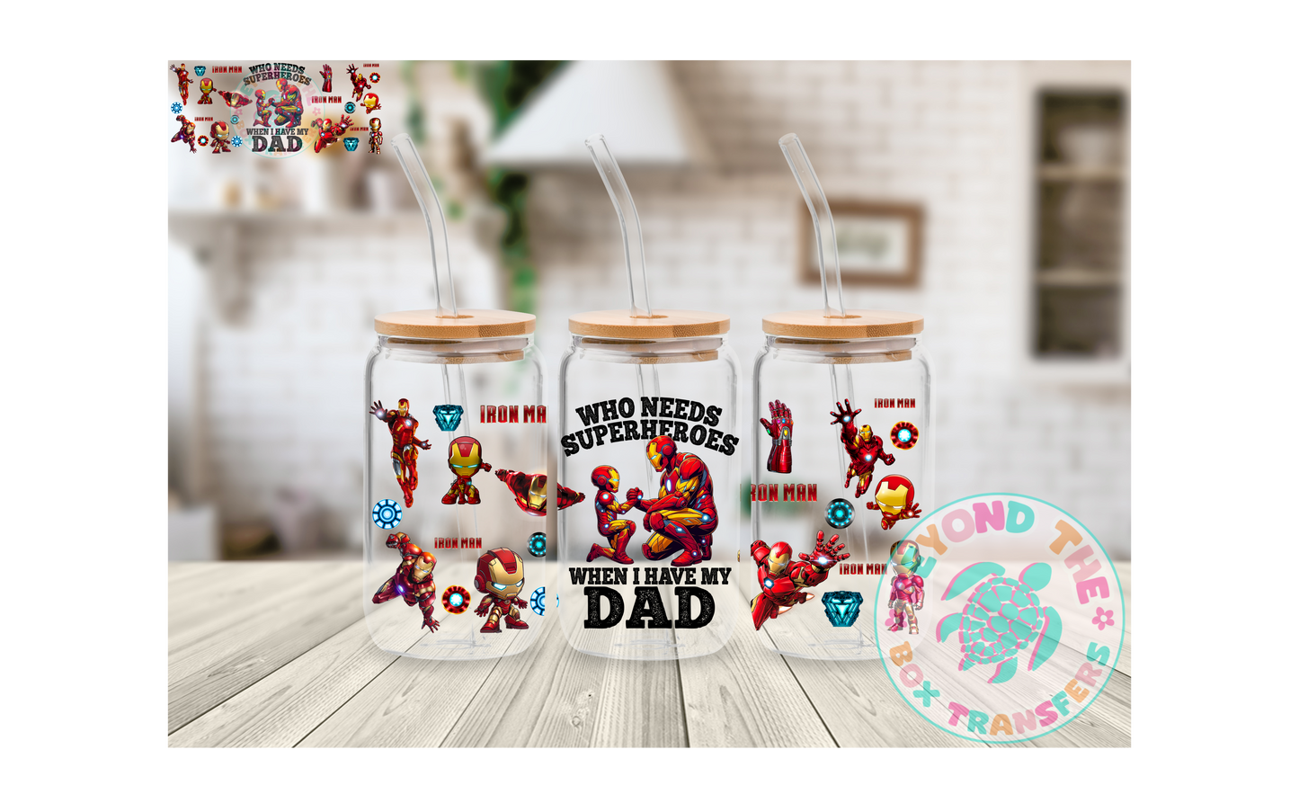 Super Hero Dad 16oz UVDTF wrap