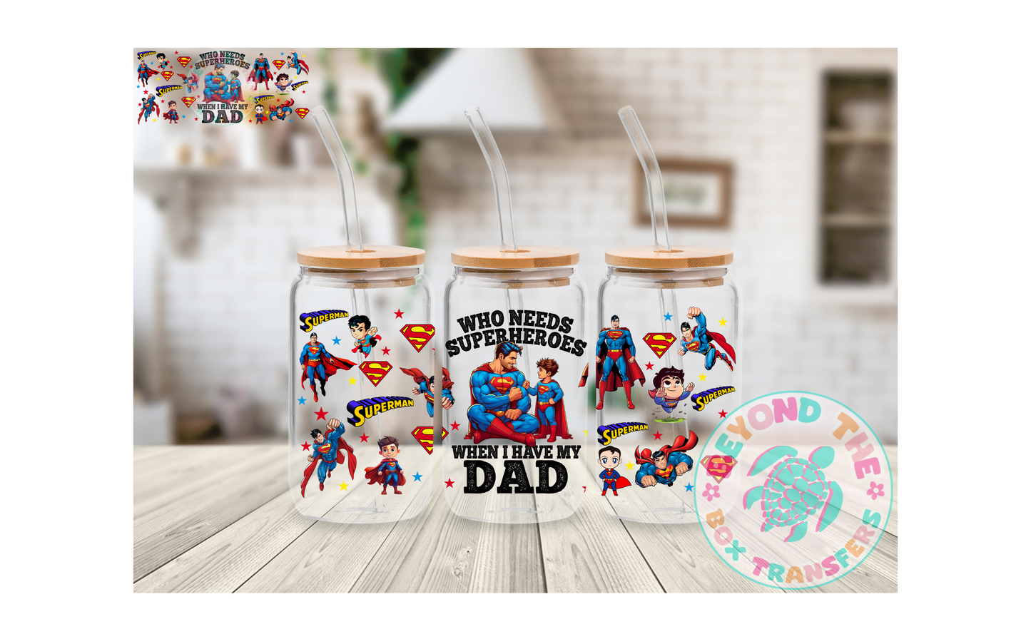 Super Hero Dad 16oz UVDTF wrap