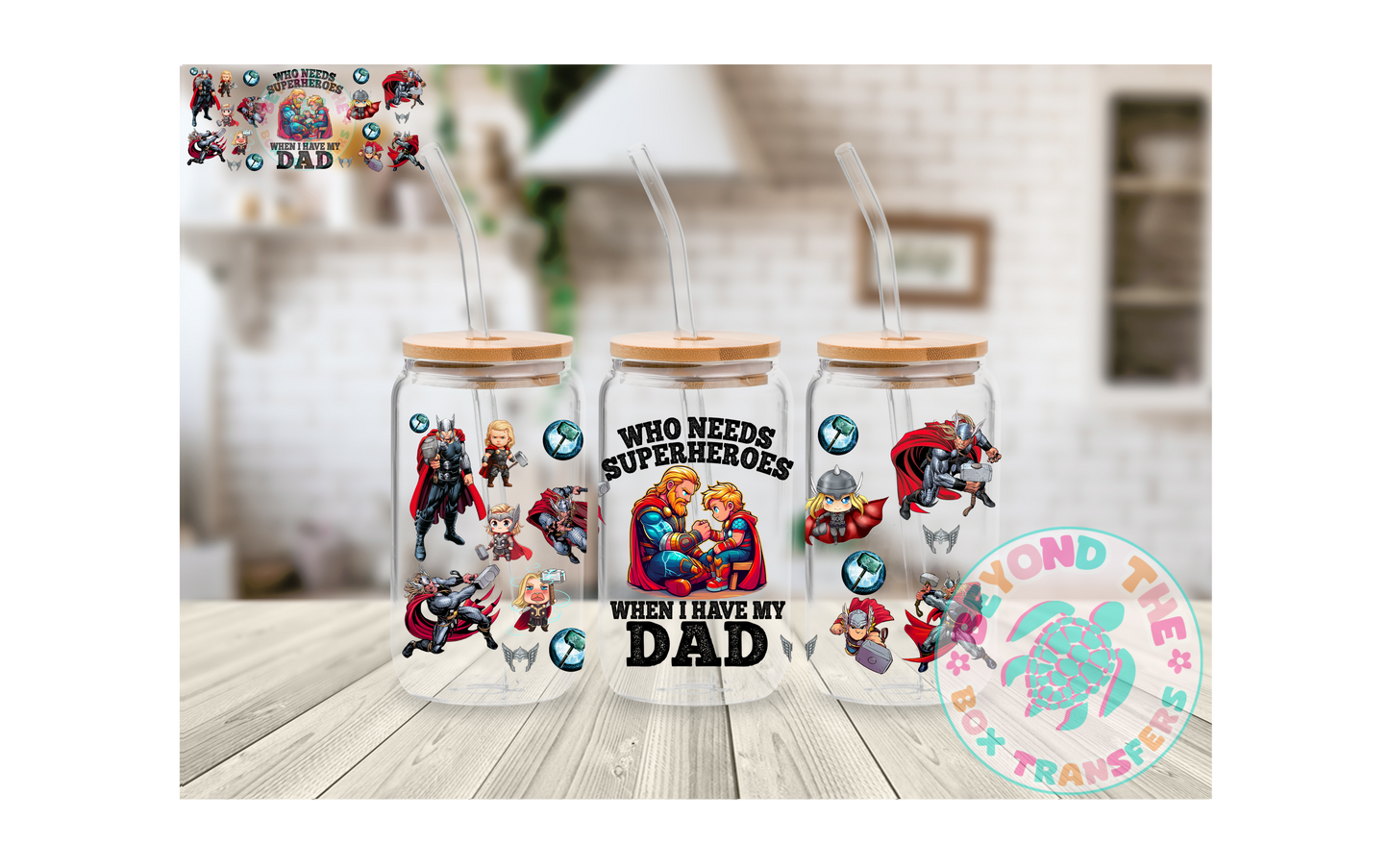 Super Hero Dad 16oz UVDTF wrap