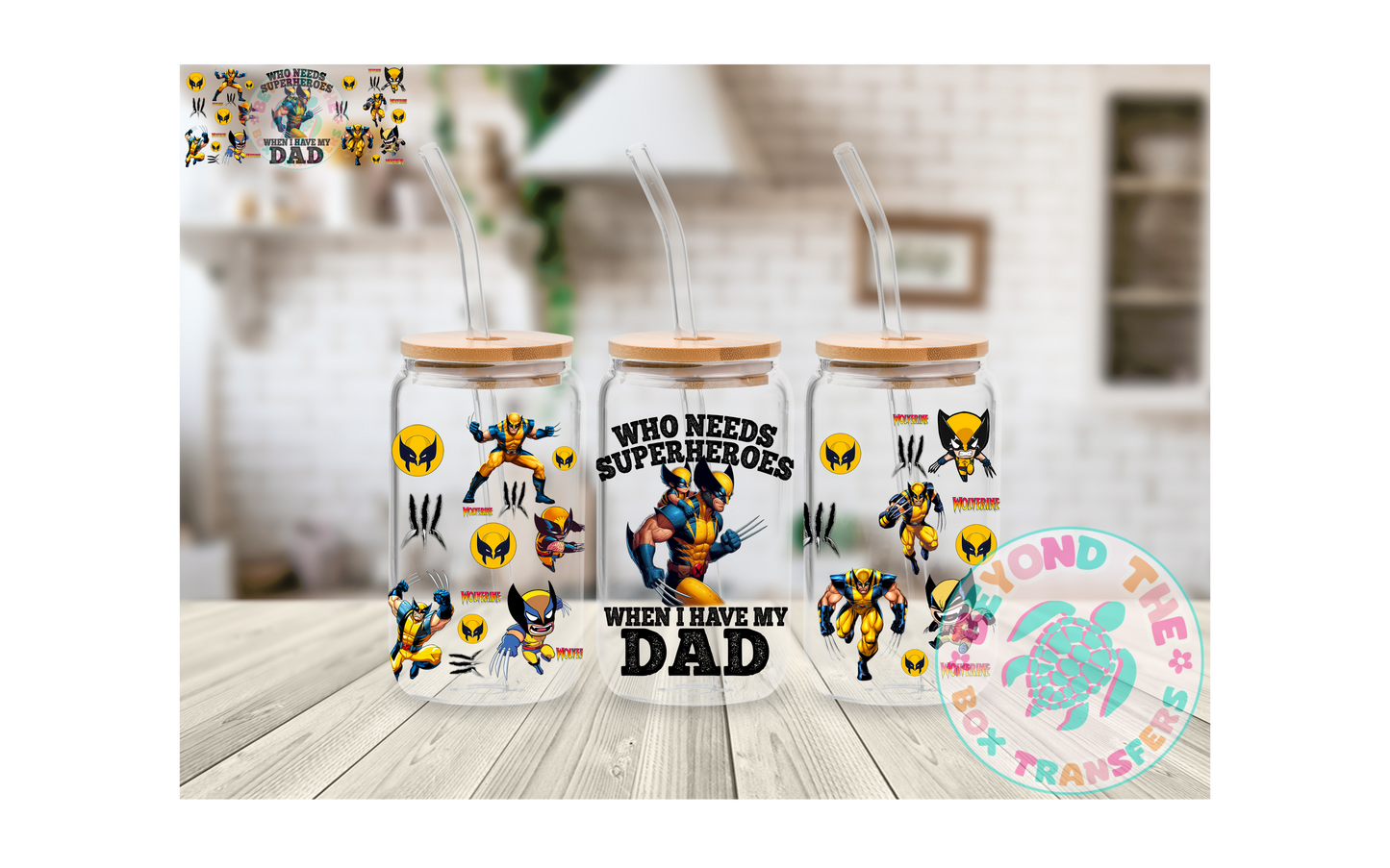 Super Hero Dad 16oz UVDTF wrap