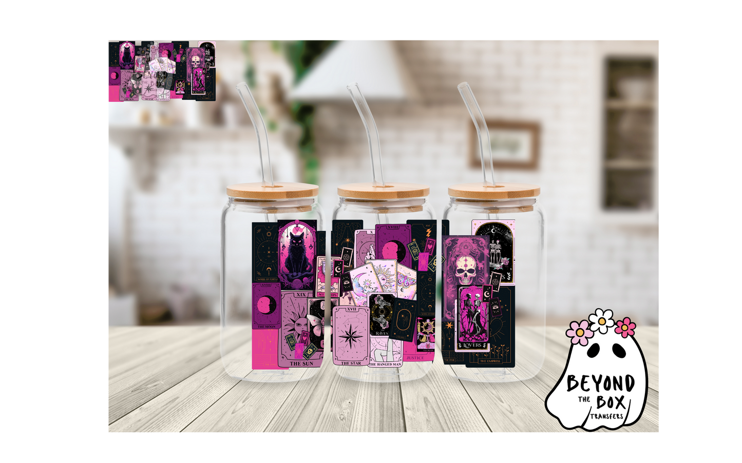 Pink Tarot cards 16oz UVDTF wrap