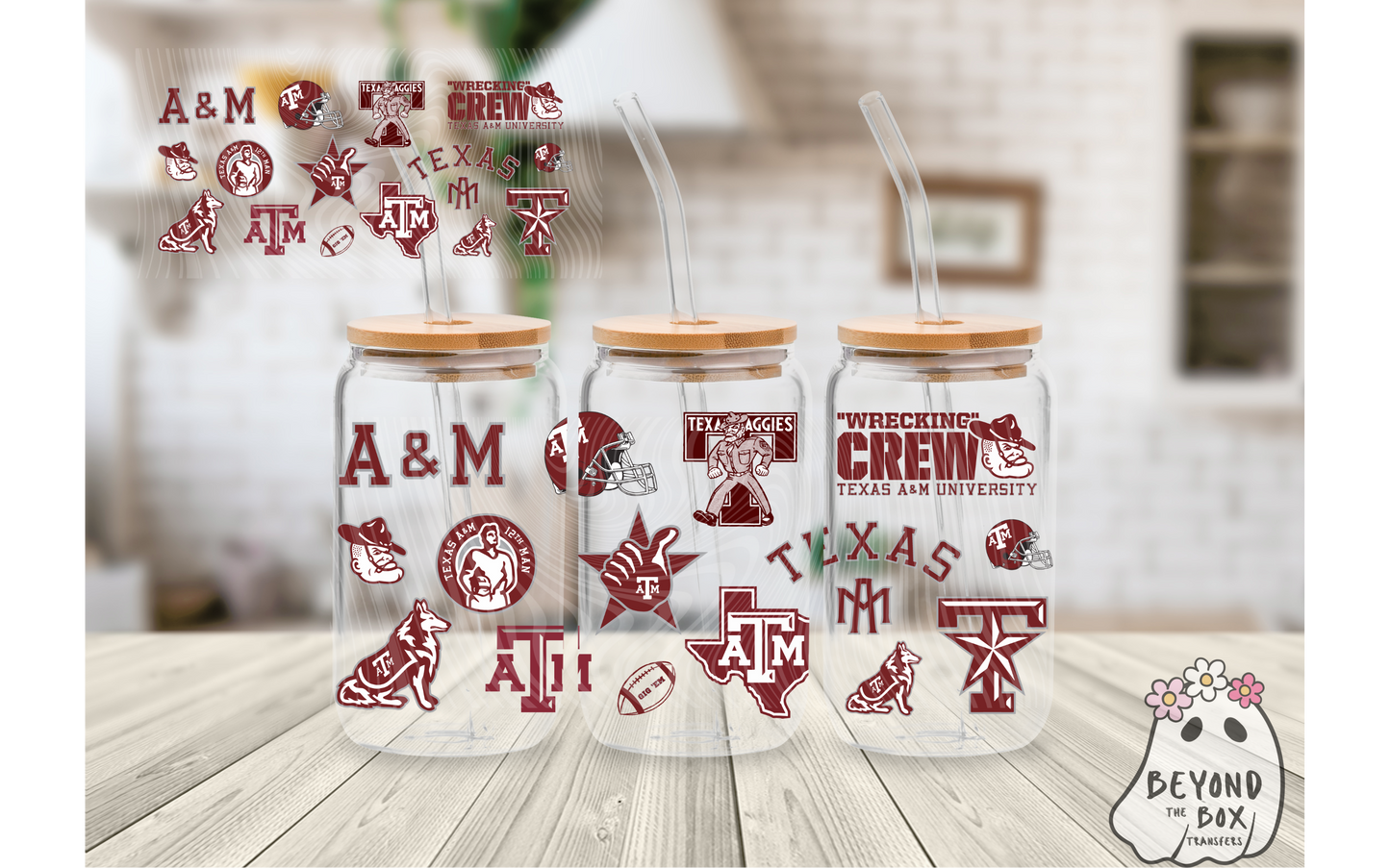 Texas College 16oz UVDTF wrap