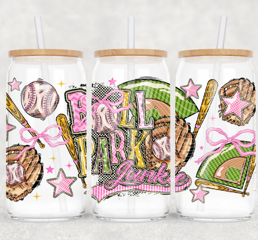 Ball Park Junkie Baseball 16oz UVDTF wrap