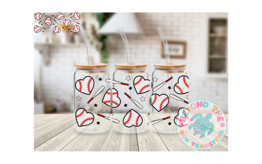 Baseball Hearts 16oz UVDTF wrap