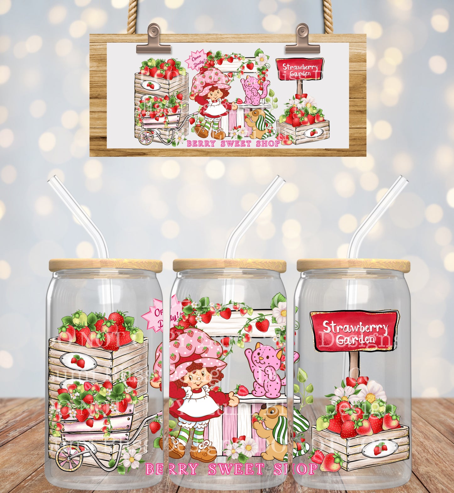80's Strawberry Friends 16oz UVDTF wrap