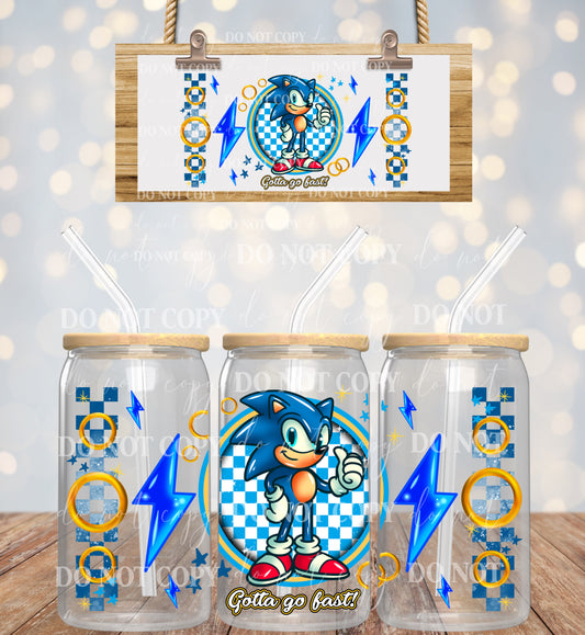 Blue hedgehog 16oz UVDTF wrap