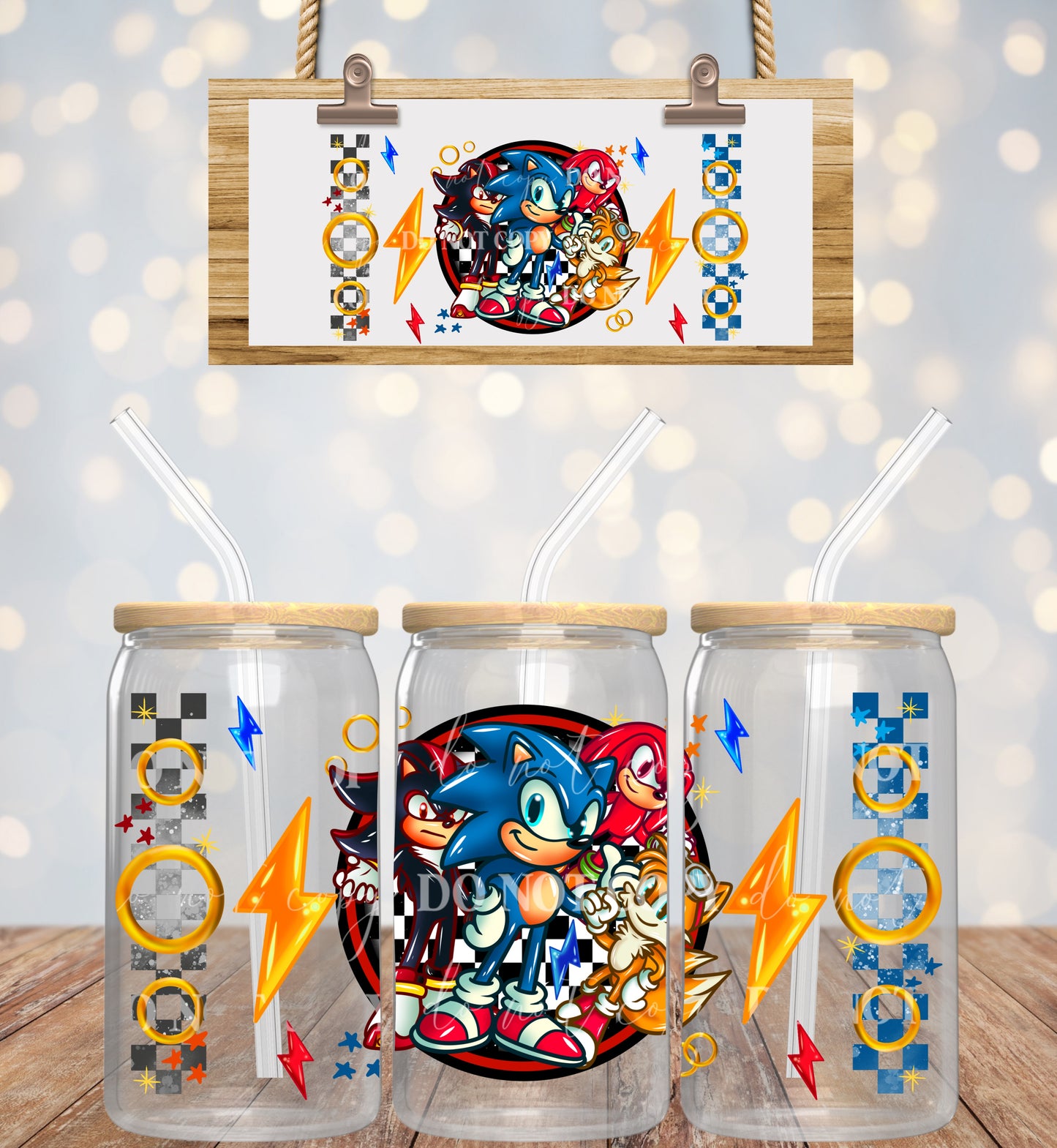 Blue hedgehog 16oz UVDTF wrap