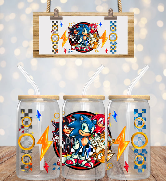 Blue hedgehog 16oz UVDTF wrap