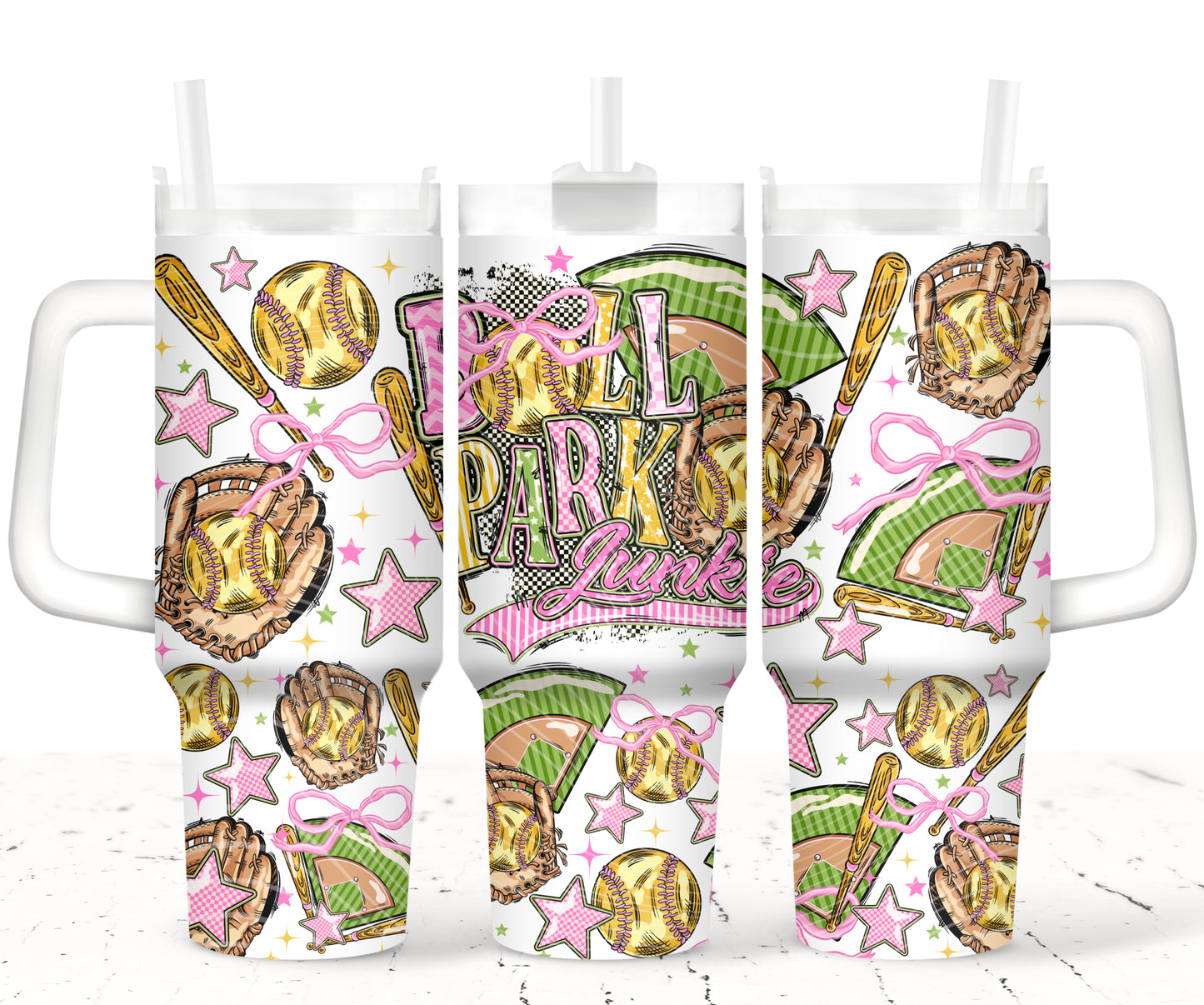 Ball Park Junkie Softball 40oz UVDTF 2pc wrap