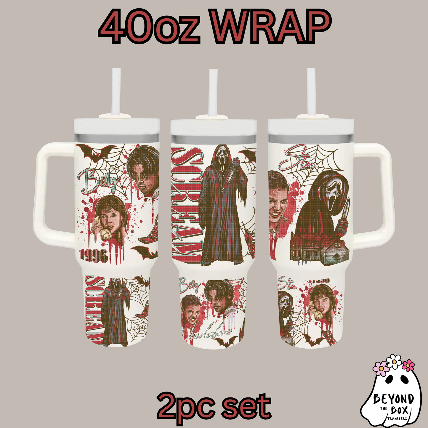 90's Horror 40oz UVDTF 2pc wrap