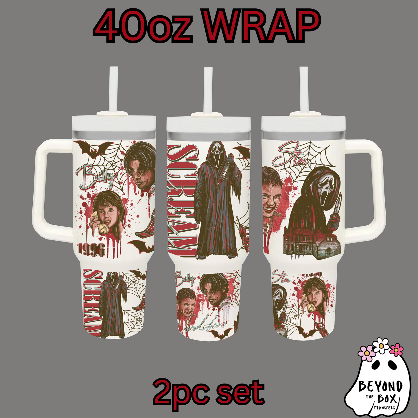 90's Horror 40oz UVDTF 2pc wrap