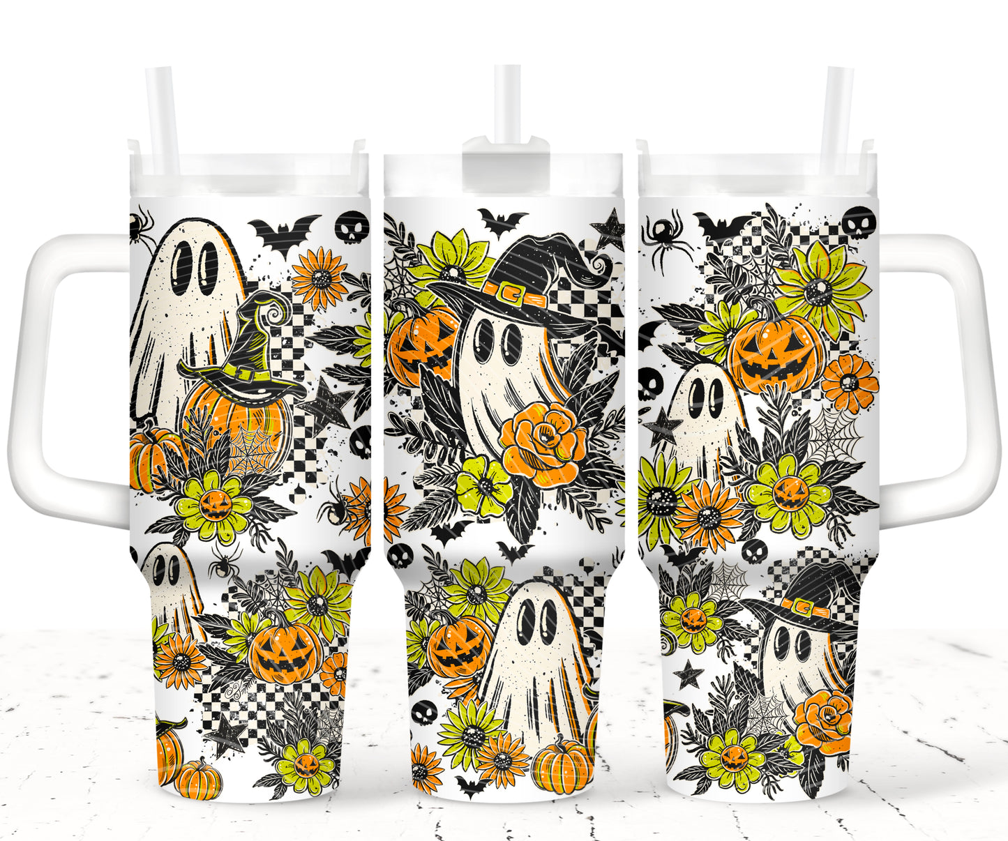 Checkered Ghost 40oz UVDTF 2pc wrap