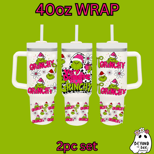 Christmas Pink 40oz UVDTF 2pc wrap