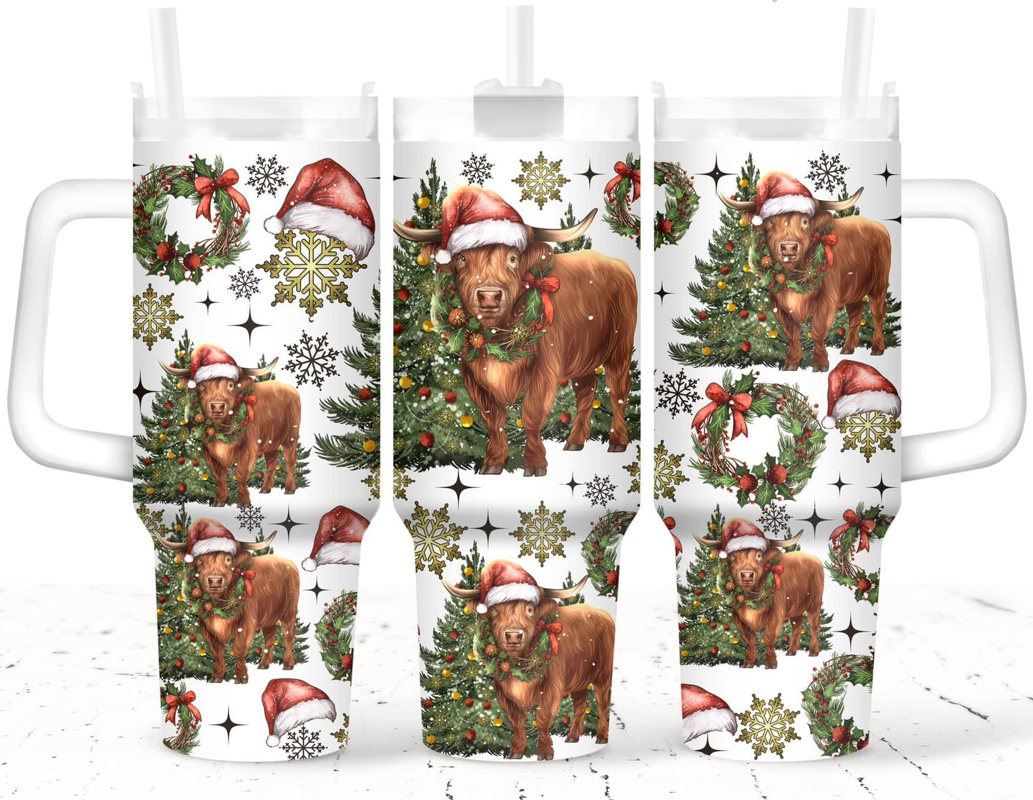 Christmas Cow 40oz UVDTF 2pc wrap