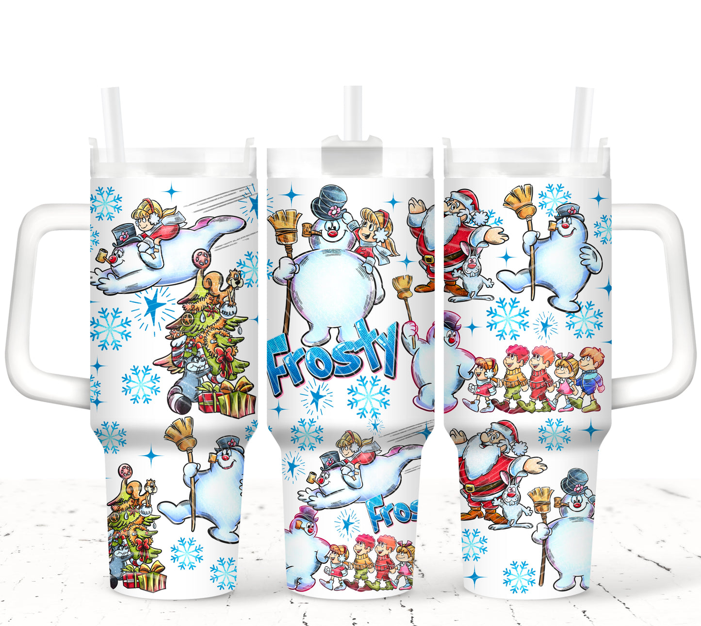 Vintage Snowman 40oz UVDTF 2pc wrap