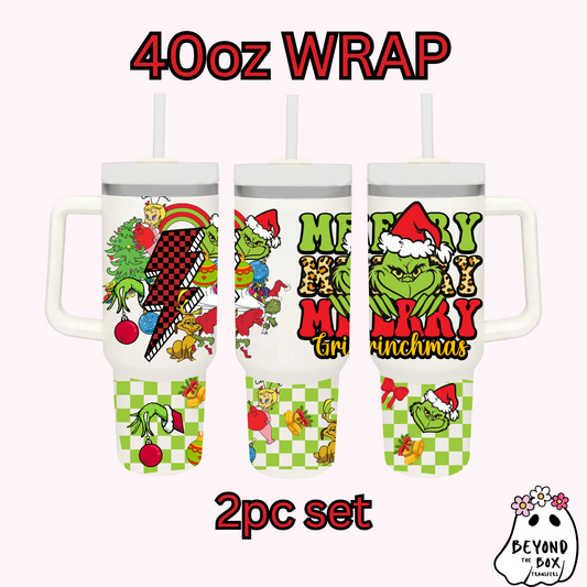 Christmas Green 40oz UVDTF 2pc wrap