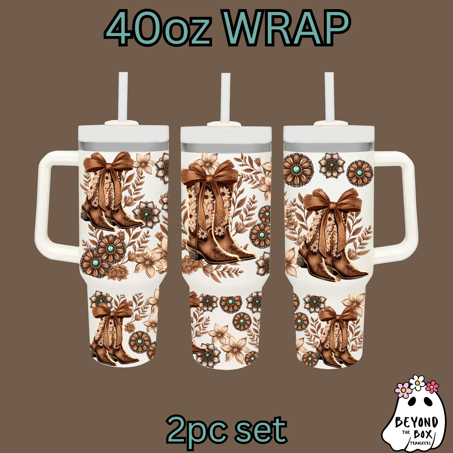 Floral Boots 40oz UVDTF 2pc wrap