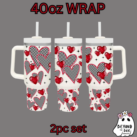 Checkered Hearts 40oz UVDTF 2pc wrap