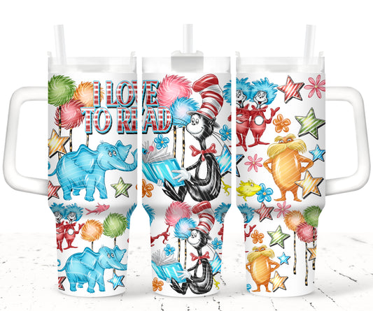 I Love to Read 40oz UVDTF 2pc wrap