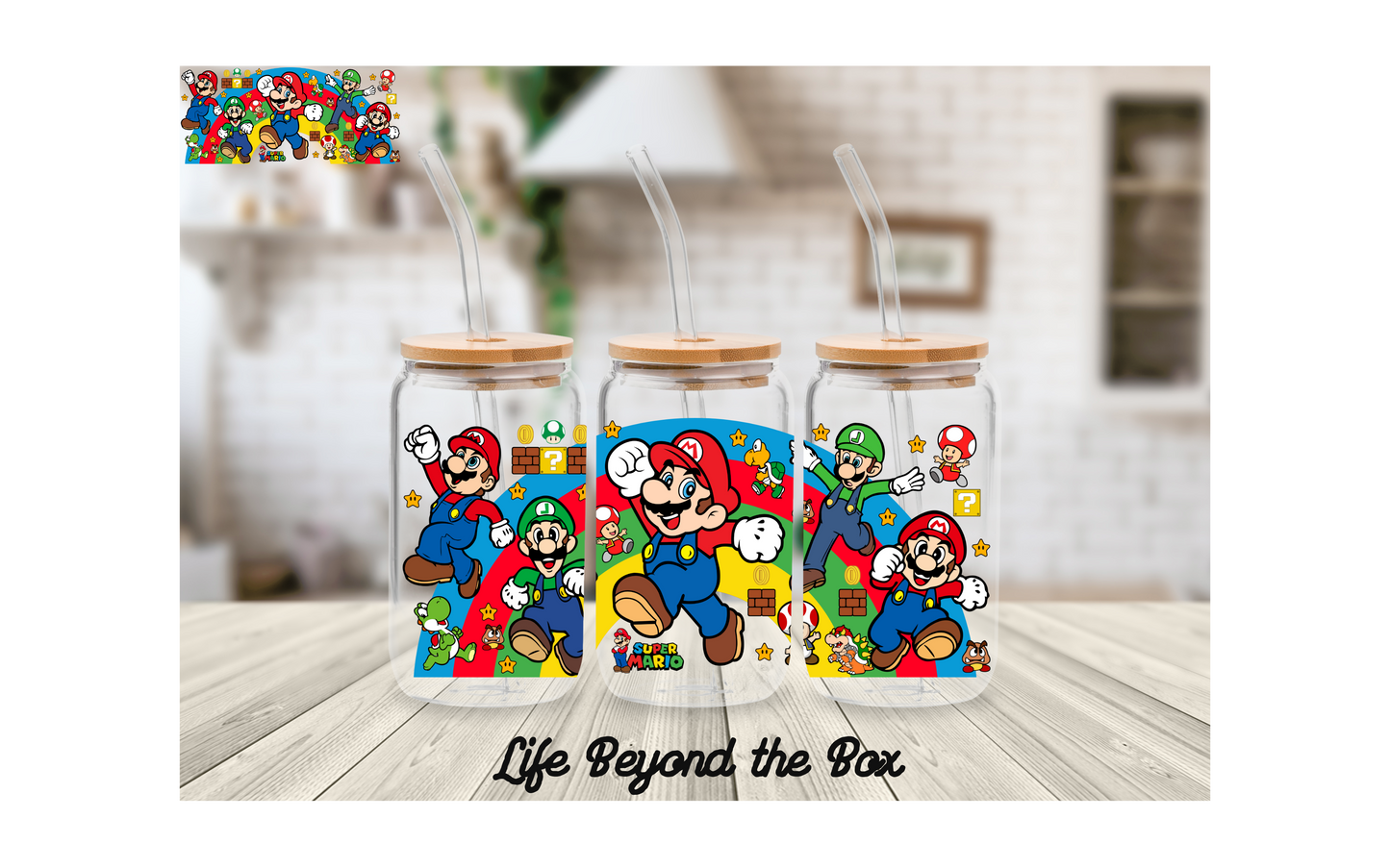 Rainbow Mario 16oz UVDTF wrap
