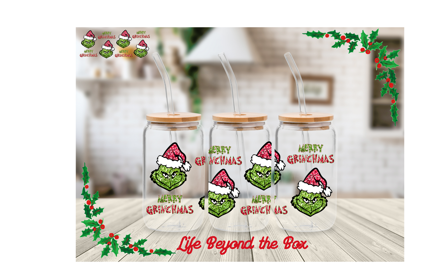 Red Christmas 16oz UVDTF Wrap