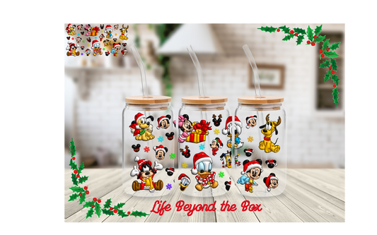 Mouse and Friends Christmas 16oz UVDTF wrap