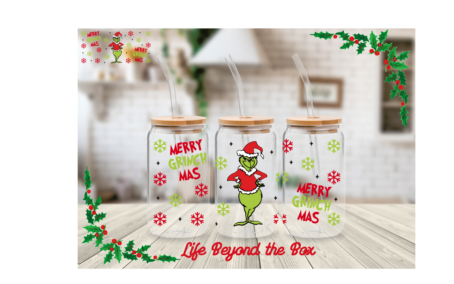 Red Christmas 16oz UVDTF Wrap