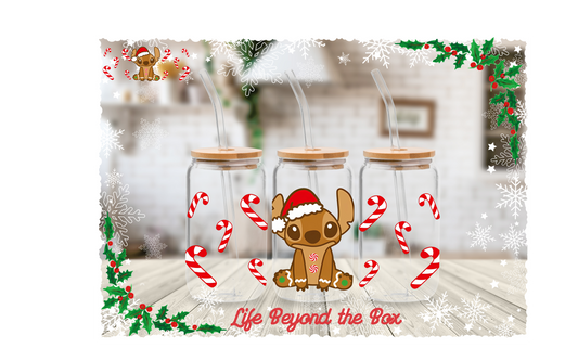 Gingerbread Blue Alien Christmas 16oz UVDTF wrap