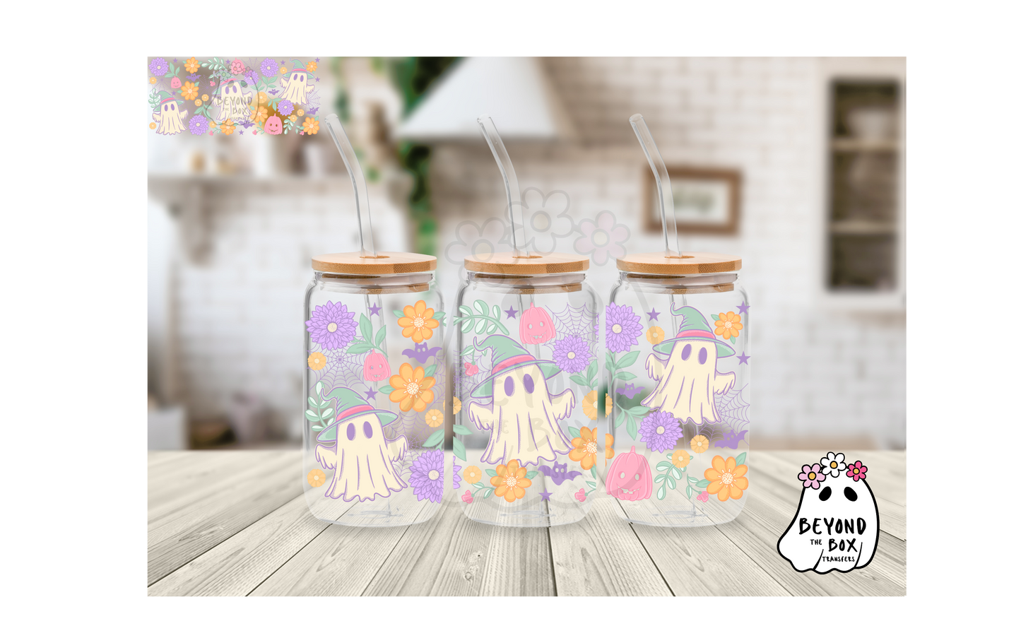 Floral Ghost 16oz UVDTF wrap