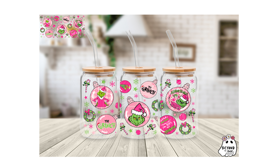 Pink Christmas 16oz UV DTF Wrap