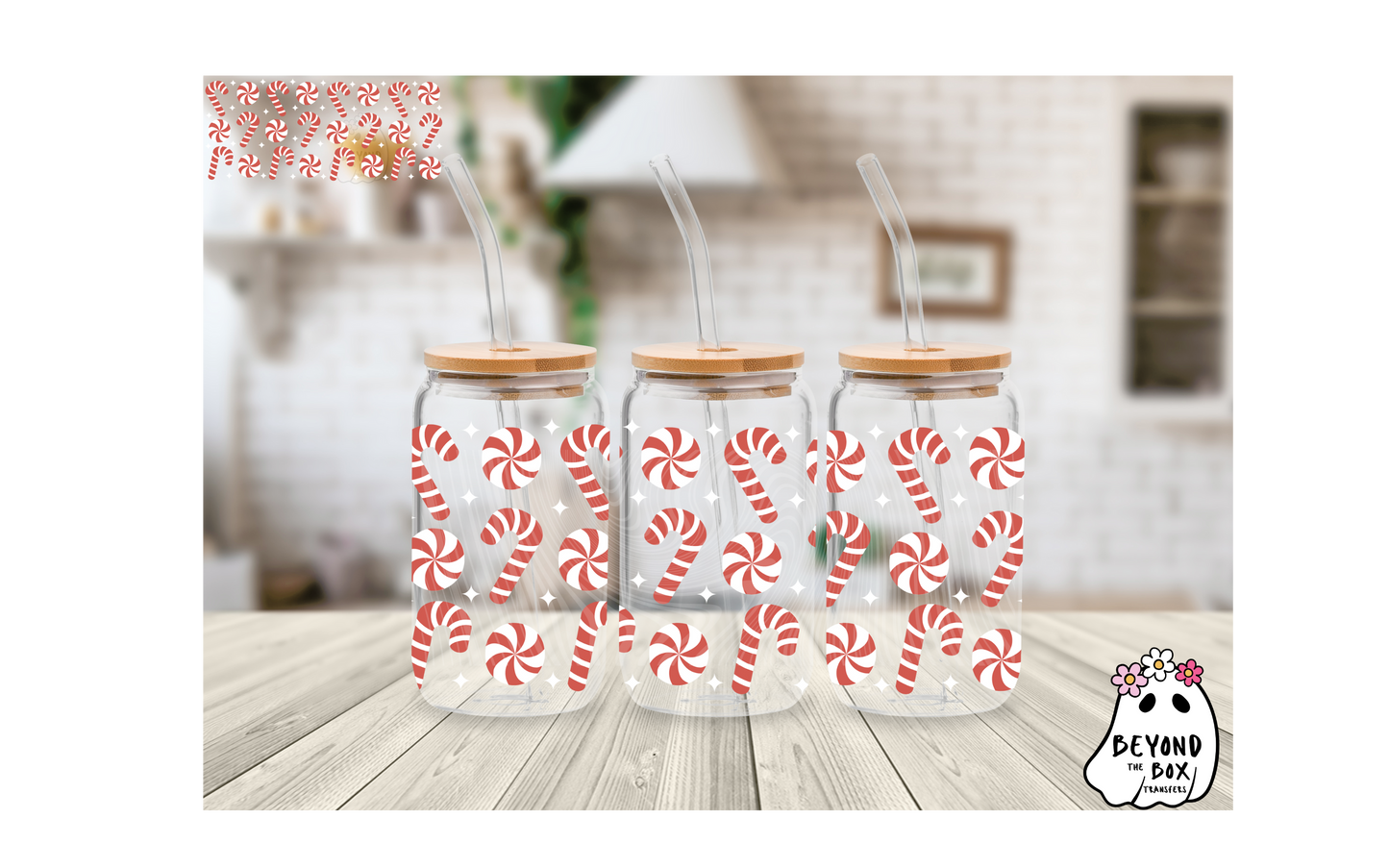 Candy Cane Red/White 16oz UVDTF Wrap