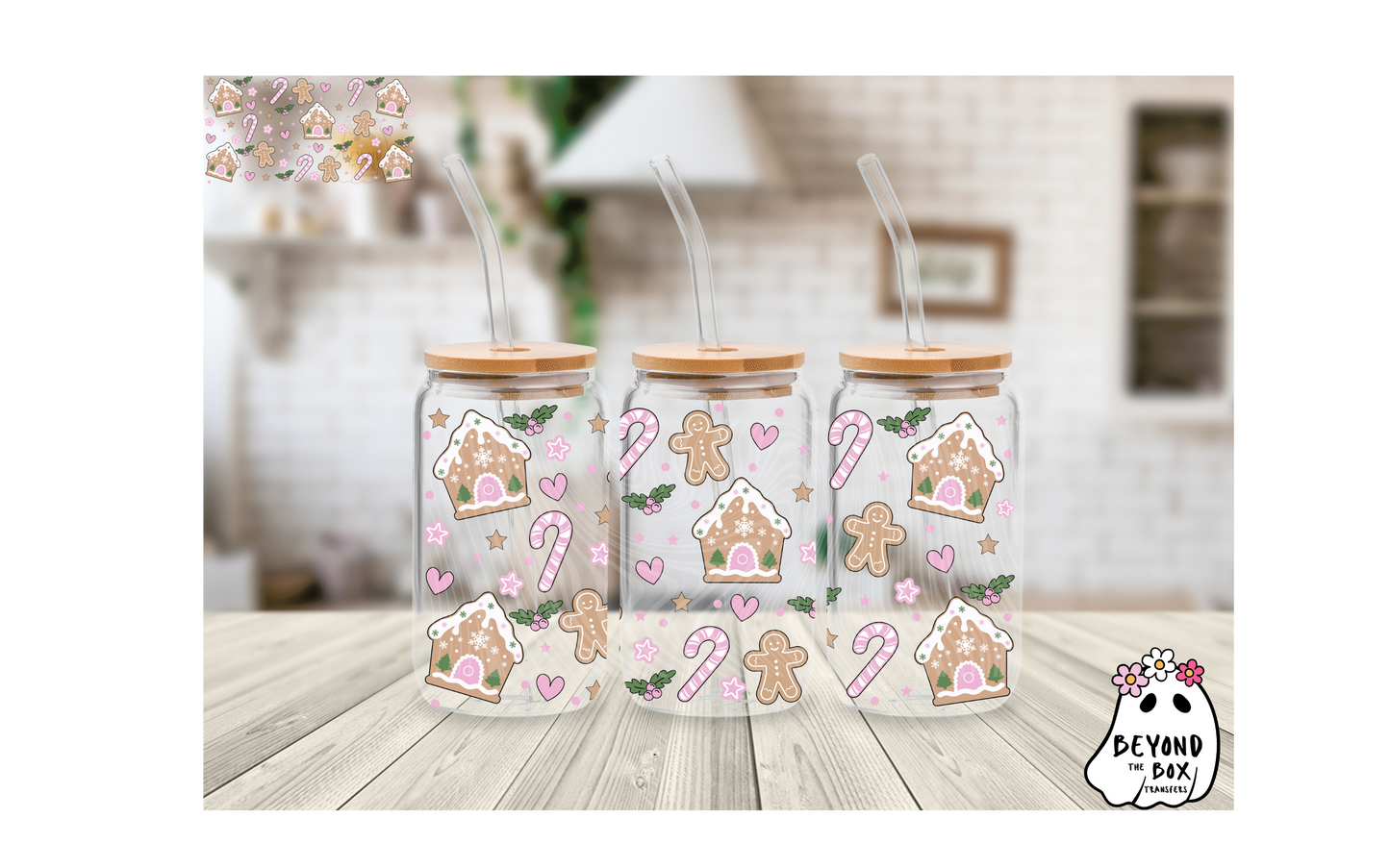 Pink Gingerbread House 16oz UVDTF Wrap