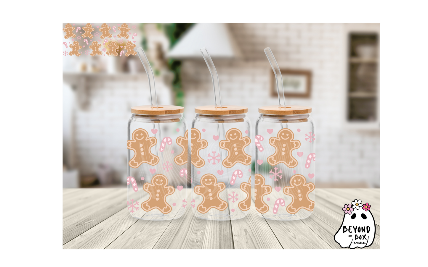 Pink Gingerbread Cookies 16oz UVDTF Wrap