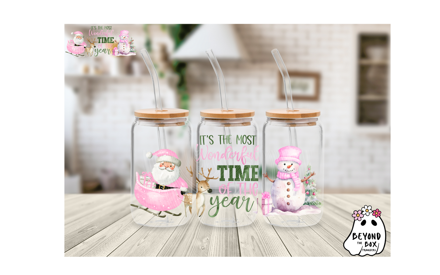 Pink Christmas 16oz UVDTF Wrap