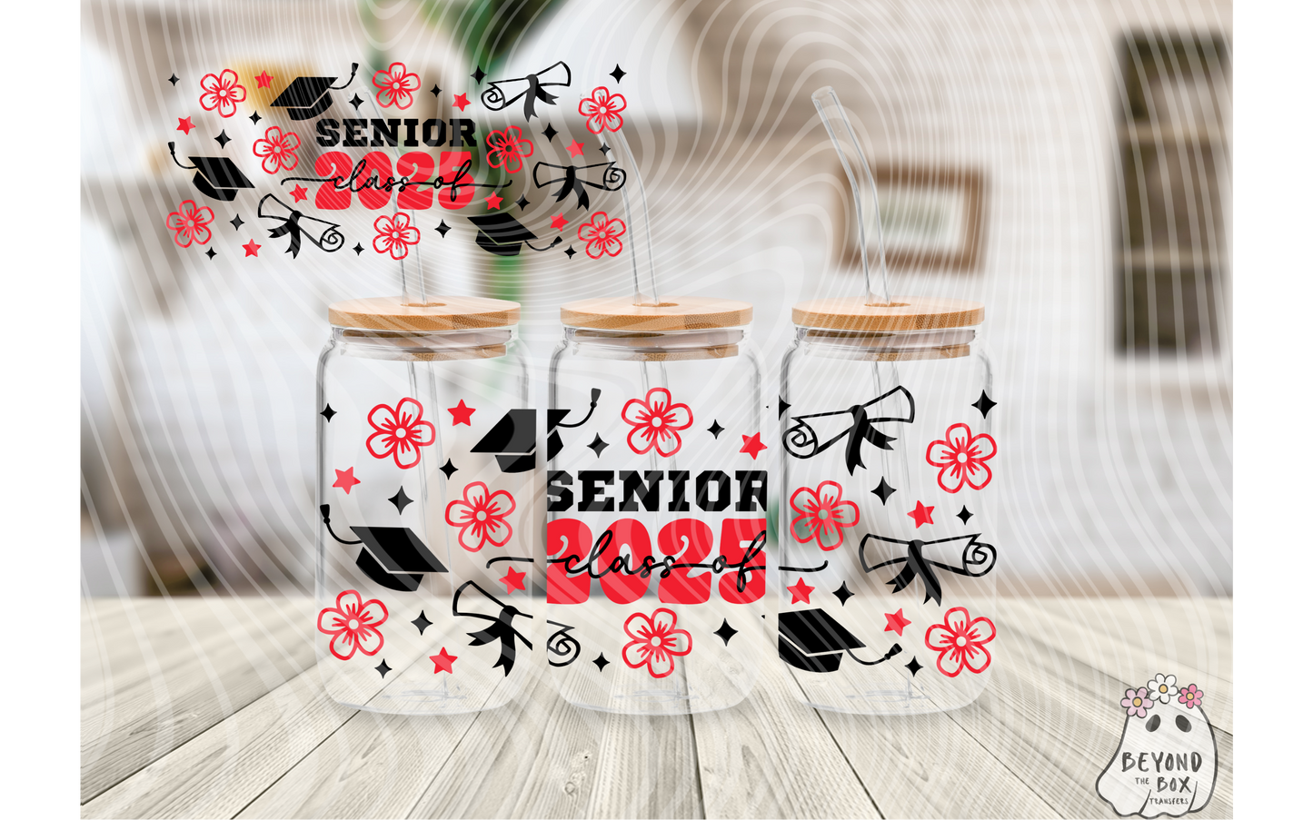 Senior 2025 Red & Black 16oz UVDTF Wrap