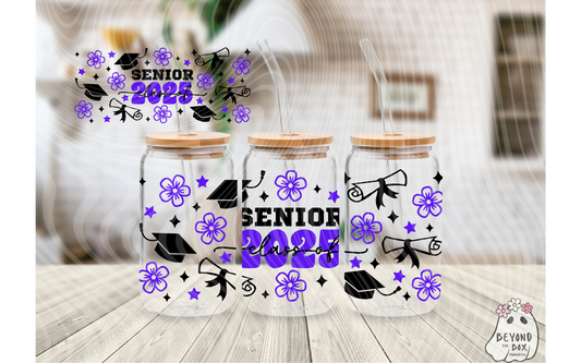 Senior 2025 Purple & Black 16oz UVDTF Wrap
