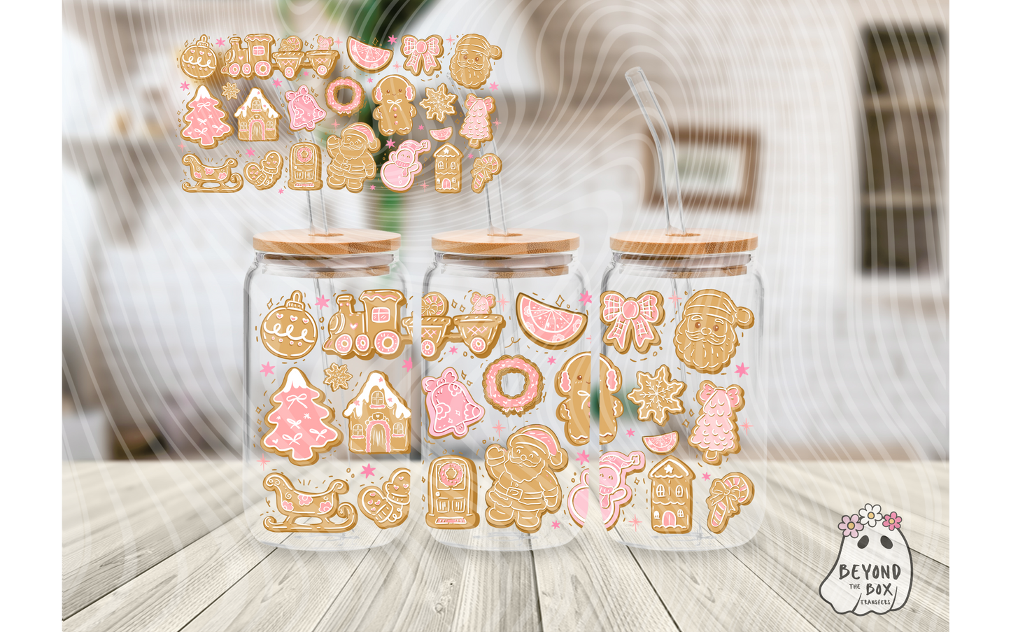 Pink Christmas cookies 16oz UVDTF Wrap