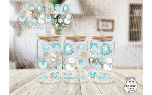 Blue Christmas Cookies 16oz UVDTF Wrap