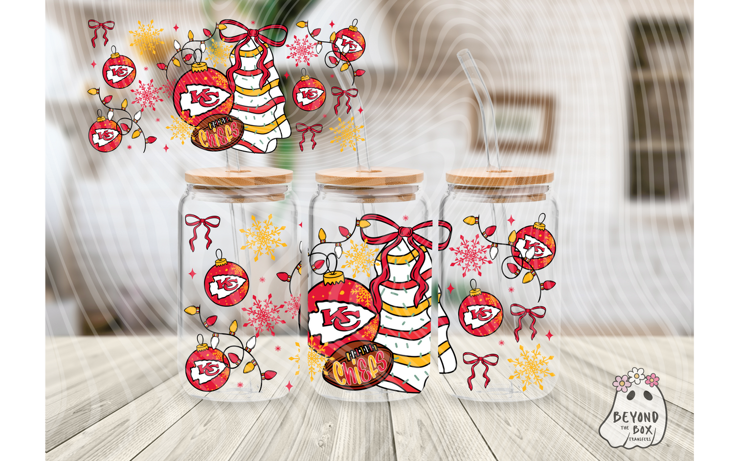 Christmas Cake Football 16oz UVDTF wrap