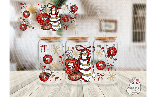 Christmas Cake Football 16oz UVDTF wrap